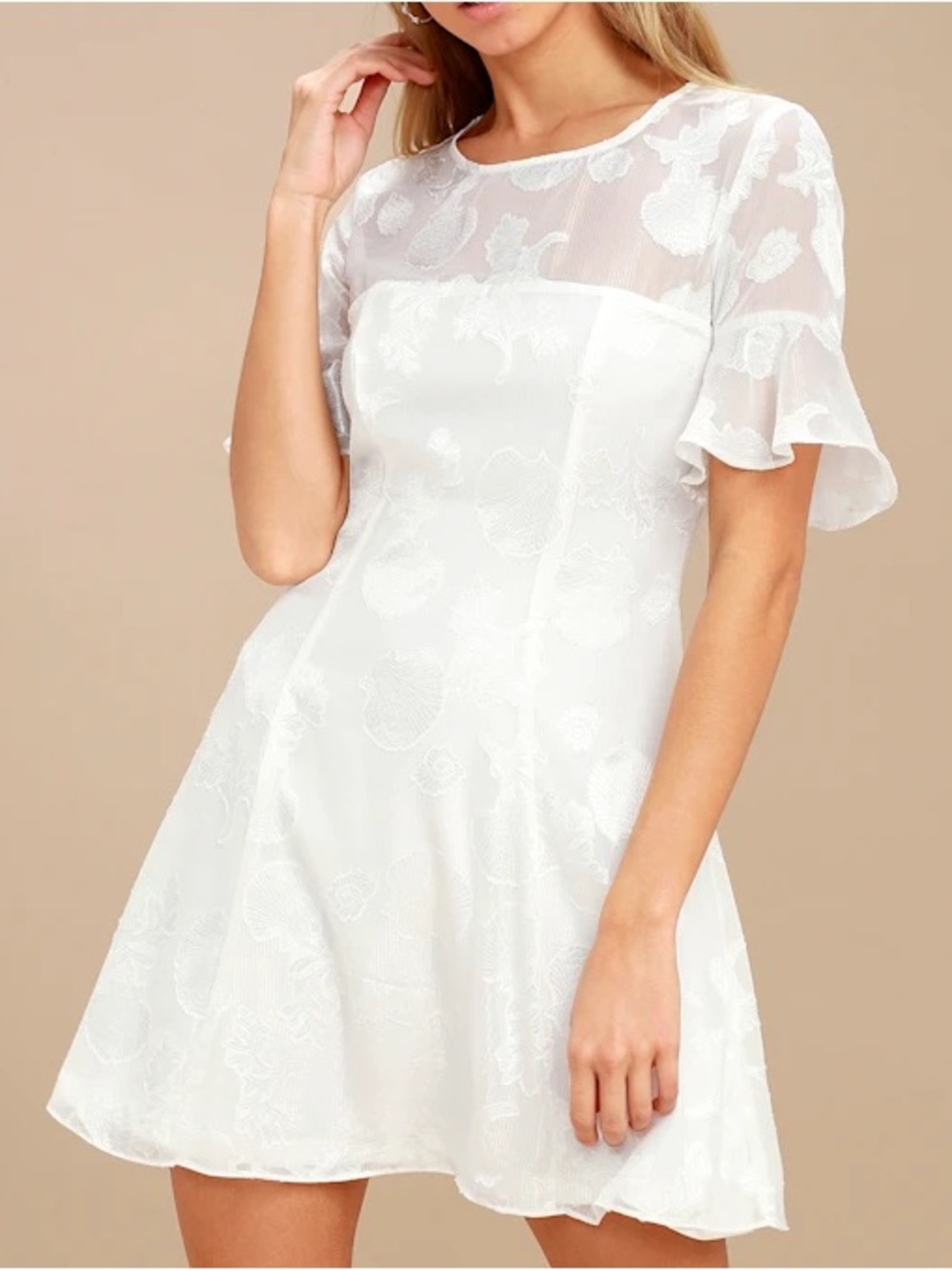 Lulu's White Floral Lace Mini Dress